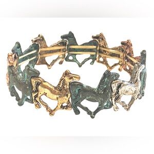HORSES Mixed Metal Bracelet Cowgirl Southwest Boho